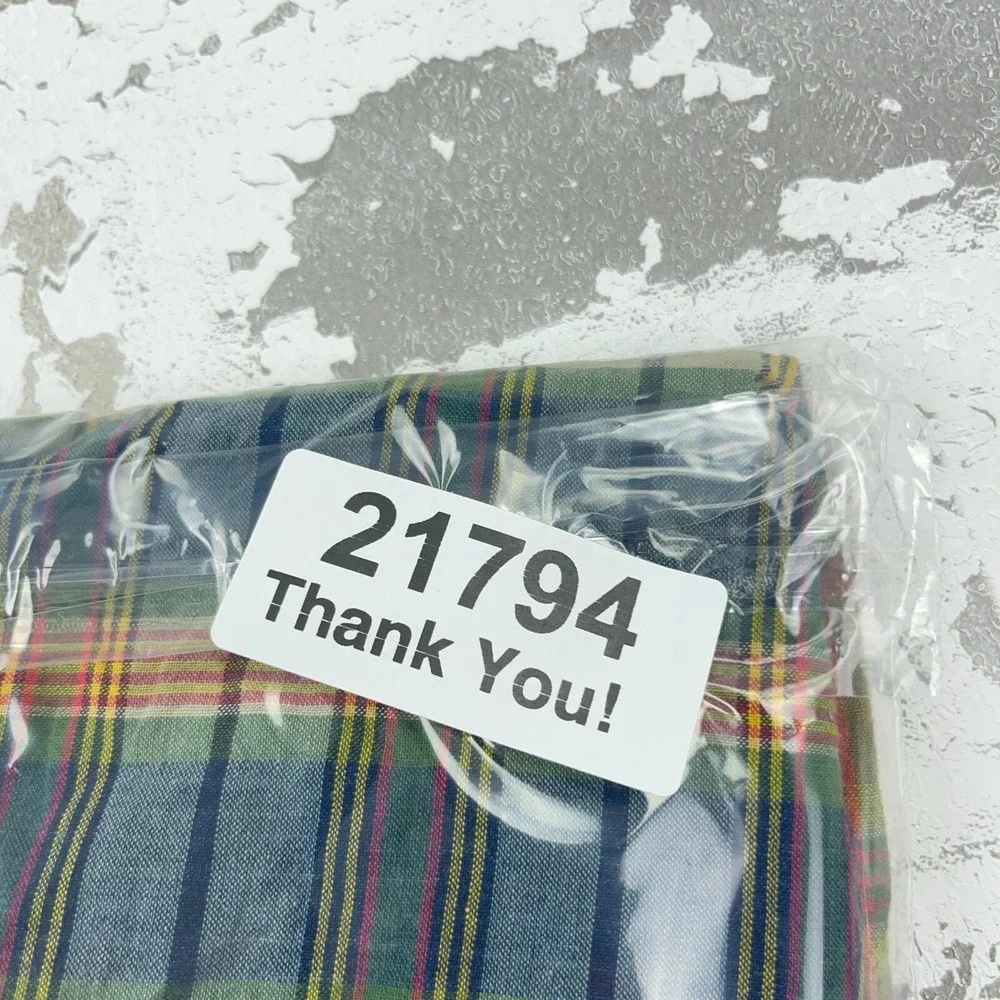 Polo Ralph Lauren‎ Shirt Men Large Green Blue Madras Plaid Button Up Epaulettes